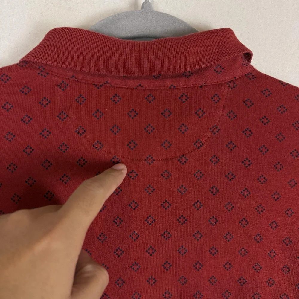 Banana Republic Polo Shirt Mens XL Red Luxury Touch Geometric Short Sleeve